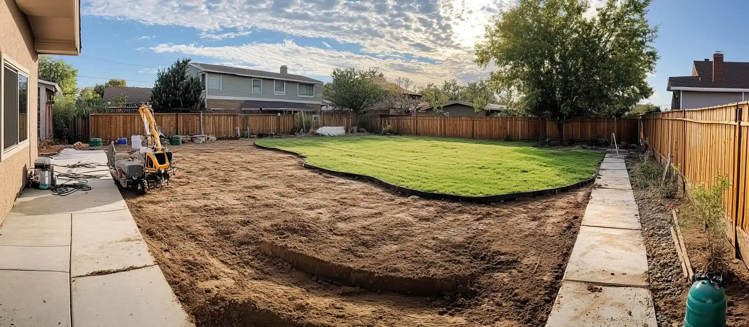 Individueller Gartenlandschaftsbau und professionelle Gartenpflege für moderne Außenanlagen, Zaunbau und Terrassengestaltung in Nordrhein-Westfalen.